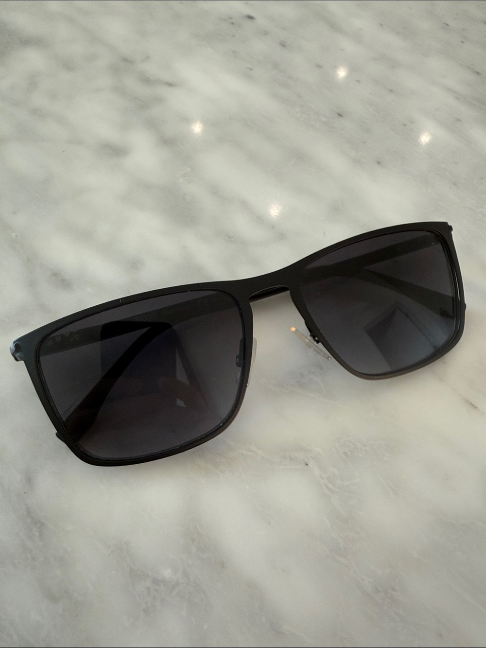 Hugo Boss Classic Black Rectangular Sunglasses